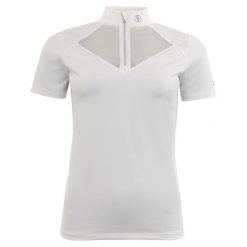 Damska koszulka polo na zawody BR Equitation Zapopan. Białe koszule damskie BR, bez wzorów, eleganckie, bez kołnierzyka, bez ramiączek. Za 248.50 zł.