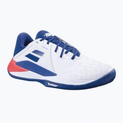 Buty do tenisa męskie Babolat Propulse Fury 3 Clay. Białe buty sportowe męskie BABOLAT, bez zapięcia, tenisowe. Za 429.99 zł.