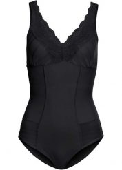 Body, średni stopień modelowania sylwetki z koronki. Czarne body damskie bonprix, m, bez wzorów, z koronki. Za 127.99 zł.