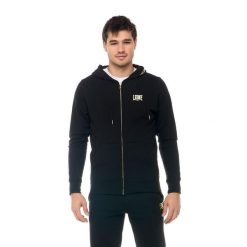 Bluza z kaptur na co dzień na siłownię. Czarne bluzy męskie LEONE 1947 APPAREL, bez wzorów, z bawełny, bez kaptura. W wyprzedaży za 164.19 zł.