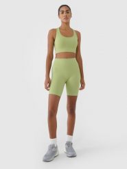 4F Legginsy kolarki bezszwowe treningowe damskie - zielone M/L. Zielone legginsy damskie 4f, l, bez wzorów, z dzianiny, z podwyższonym stanem, krótkie, na fitness i siłownię. W wyprzedaży za 59.99 zł.