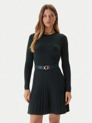 Guess Sukienka dzianinowa W5BK68 Z2YJ2 Zielony Slim Fit. Zielone sukienki damskie Guess, s, z aplikacjami, z dzianiny, bez kołnierzyka, bez ramiączek. Za 439.99 zł.