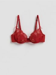 Miękki biustonosz z fiszbiną - czerwony. Czerwone biustonosze Reserved, bez wzorów. Za 89.99 zł.