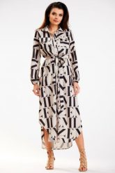 Koszulowa Sukienka w Czarne Litery. Czarne sukienki damskie Awama, l, bez wzorów, z elastanu, wizytowe, bez kołnierzyka, bez ramiączek, koszulowe. Za 323.90 zł.