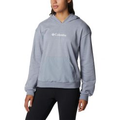 Damska bluza z kapturem Columbia Logo III French Terry. Szare bluzy sportowe damskie Columbia, m, bez wzorów, z materiału, z kapturem, trekkingowe. W wyprzedaży za 223.30 zł.