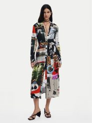 Desigual Sukienka koszulowa Collage 25SWVW45 Kolorowy Regular Fit. Sukienki damskie Desigual, m, bez wzorów, z wiskozy, bez kołnierzyka, bez ramiączek, koszulowe. Za 349.99 zł.