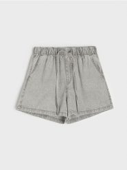Szorty jeansowe jogger high waist - szary. Szare szorty damskie Sinsay, bez wzorów, z jeansu, z podwyższonym stanem. Za 35.99 zł.