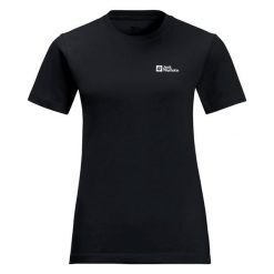 Koszulka damska Jack Wolfskin Essential. Niebieskie koszulki sportowe damskie Jack Wolfskin, bez wzorów, sportowe, bez kołnierzyka. Za 129.99 zł.