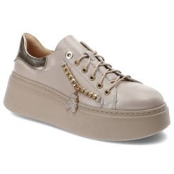 Beżowe Sneakersy Damiss Wygodne Skórzane Buty. Brązowe półbuty damskie DAMISS, z aplikacjami, ze skóry, eleganckie, bez obcasa, bez zapięcia. Za 349.00 zł.
