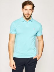 Polo Ralph Lauren Polo Core Replen 710795080 Niebieski Slim Fit. Niebieskie koszulki polo męskie Polo Ralph Lauren, m, bez wzorów, z bawełny, bez ramiączek. Za 599.99 zł.