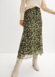 Spódnica maxi. Zielone spódnice damskie bonprix, bez wzorów, maxi. Za 149.99 zł.