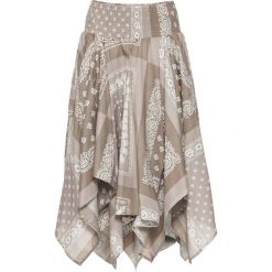 Spódnica z asymetryczną linią dołu bonprix brunatny z nadrukiem. Spódnice damskie marki bonprix. Za 129.99 zł.