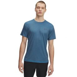 T-shirt męski Under Armour Rush Vent Prtd SS 1383669. Niebieskie t-shirty męskie Under Armour, m, bez wzorów, z elastanu, eleganckie, bez kołnierzyka. Za 218.40 zł.