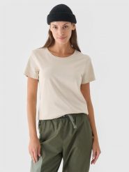 4F T-shirt regular gładki damski - biały XS. Białe koszulki sportowe damskie 4f, xs, bez wzorów, z bawełny, klasyczne, bez kołnierzyka. W wyprzedaży za 19.99 zł.