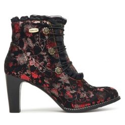 Botki Laura Vita. Czarne botki damskie Laura Vita, bez obcasa, na słupku, bez zapięcia. Za 439.99 zł.