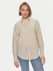 Calvin Klein Koszula K20K206694 Beżowy Relaxed Fit. Brązowe bluzki damskie Calvin Klein, bez wzorów, ze lnu, bez kołnierzyka, bez ramiączek. Za 479.99 zł.