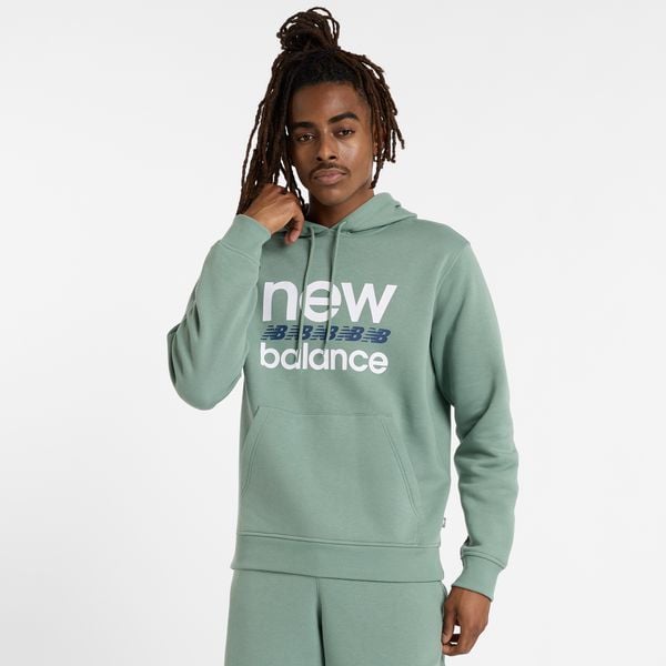 Bluza męska New Balance MT51941DKJ – zielona. Zielone bluzy męskie New Balance, m, z aplikacjami, z bawełny, z kapturem. Za 249.99 zł.