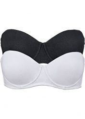 Biustonosz na fiszbinach z odpinanymi ramiączkami z bawełny organicznej (2 sztuki). Białe biustonosze bonprix, bez wzorów, z bawełny. Za 97.99 zł.