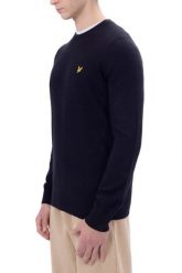 Wełniany sweter z okrągłym dekoltem Lyle & Scott Blend. Czarne swetry przez głowę męskie LYLE AND SCOTT, s, bez wzorów, z wełny, bez kołnierzyka. Za 408.80 zł.