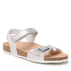 Sandały Geox. Szare sandały dziewczęce Geox, bez zapięcia. Za 239.99 zł.