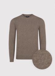 PAKO LORENTE – Brązowy męski sweter z dekoltem w serek. Brązowe swetry przez głowę męskie Pako Lorente, m, bez wzorów, z bawełny, bez kołnierzyka. Za 199.99 zł.