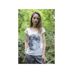 T-shirt full moon/ z organicznej bawełny. Białe t-shirty damskie Siss, z nadrukiem, z bawełny, z klasycznym kołnierzykiem. Za 150.00 zł.