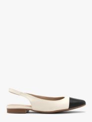 Kremowo czarne baleriny typu slingback SALMA. Białe baleriny damskie Ryłko, bez wzorów, z gumy, bez obcasa, na płaskiej podeszwie. W wyprzedaży za 269.99 zł.