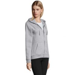 Damska Bluza Z Kapturem Spike Heather Z Pełnym Zamkiem Błyskawicznym. Szare bluzy damskie SOL'S, m, bez wzorów, z bawełny, z kapturem. Za 191.99 zł.