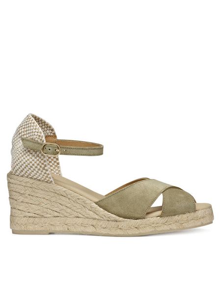 Geox Espadryle D Gelsa Low D45NGA 00022 C3704 Khaki. Brązowe sandały damskie Geox, bez wzorów, ze skóry, bez obcasa, bez zapięcia. Za 519.99 zł.