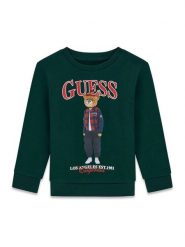 Guess Bluza N6BQ03 K6112 Zielony ciemny Regular Fit. Zielone bluzy dla chłopców Guess, z aplikacjami, z bawełny, bez ramiączek, bez kaptura. Za 154.99 zł.