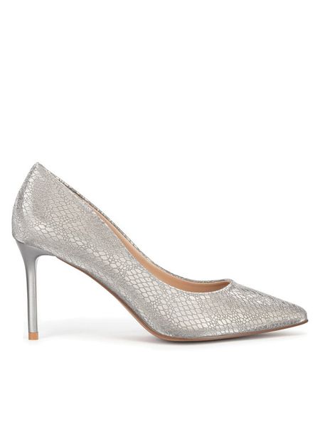 Jenny Fairy Szpilki WFA3004-2 Srebrny. Szare szpilki damskie Jenny Fairy, bez wzorów, ze skóry, bez obcasa, bez zapięcia. Za 129.99 zł.