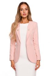 Elegancki Żakiet z Ozdobnymi Guzikami - Pudrowy. Czarne żakiety damskie Cud Moda, l, bez wzorów, z elastanu, eleganckie. Za 298.90 zł.