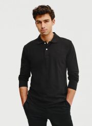 PAKO LORENTE – Czarne polo longsleeve. Czarne bluzki z długim rękawem męskie Pako Lorente, l, bez wzorów, z bawełny, bez kołnierzyka. Za 69.99 zł.