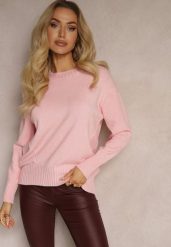 Jasnoróżowy Casualowy Sweter z Wiskozą i Modalem ze Ściągaczami Riviti. Czerwone swetry damskie Renee, l, bez wzorów, z jeansu, casualowe, bez kołnierzyka, bez ramiączek, bez kaptura. Za 79.99 zł.