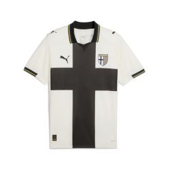 Męska koszulka domowa Parma Calcio PUMA. Białe koszulki sportowe męskie Puma, m, bez wzorów, bez kołnierzyka, bez ramiączek, do biegania. Za 429.00 zł.
