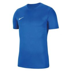 Koszulka piłkarska męska Nike Park Vii. Niebieskie koszulki sportowe męskie Nike, l, bez wzorów, z materiału, bez kołnierzyka, bez ramiączek, do piłki nożnej, dri-fit (nike). Za 100.70 zł.