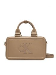 Calvin Klein Torebka Bold Ck Elongated Mini Tote LV04F3411G Beżowy. Brązowe torebki do ręki damskie Calvin Klein, bez wzorów, ze skóry, bez dodatków. Za 489.99 zł.