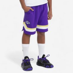 Spodenki do koszykówki dla dzieci NBA Lakers SH900. Fioletowe spodenki dla dziewczynek TARMAK, bez wzorów, z materiału, młodzieżowe. Za 79.99 zł.