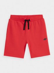 4F Spodenki dresowe chłopięce 128 (7-8 lat). Czerwone szorty dla chłopców 4f, bez wzorów, z bawełny. W wyprzedaży za 19.99 zł.