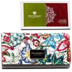 Portfel skórzany Peterson PTN PH22-LFL kolorowy. Portfele damskie Peterson, bez wzorów, ze skóry. Za 84.99 zł.