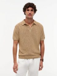 Tommy Hilfiger Tailored dzianinowa koszulka polo Mężczyźni Sztuczne włókno brązowy, M. Brązowe koszulki polo męskie Tommy Hilfiger Tailored, m, bez wzorów, z dzianiny, bez ramiączek. Za 599.95 zł.