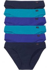 Figi z miękką bawełną (6 par). Niebieskie figi damskie bonprix, z aplikacjami, z bawełny. Za 69.99 zł.