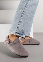 Szare Sandały Typu Chodaki z Klamrami Silvermore. Szare sandały dziewczęce Renee, z jeansu, bez zapięcia. Za 79.99 zł.