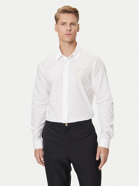 Versace Jeans Couture Koszula 79GALKS2 CN00K Biały Slim Fit. Białe koszule męskie Versace Jeans Couture, m, bez wzorów, z bawełny, bez kołnierzyka, bez ramiączek. Za 509.99 zł.
