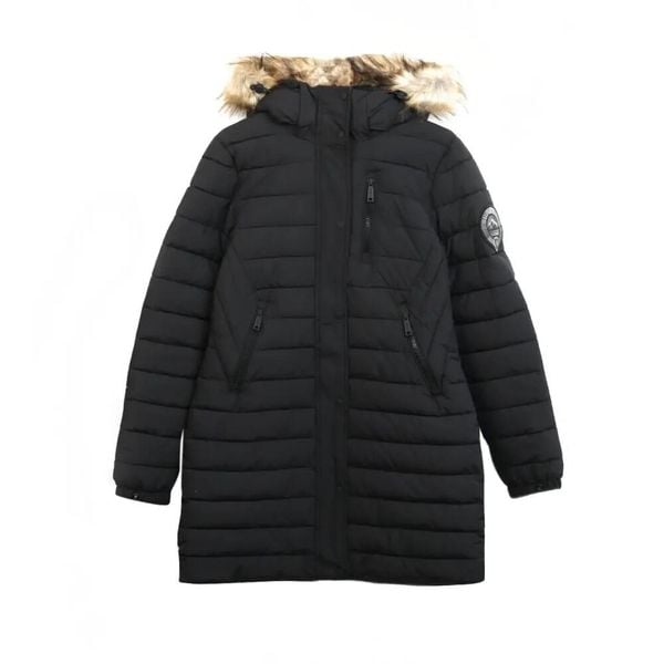 Parka damska z kapturem Superdry Fuji. Czarne kurtki damskie Superdry., uniwersalny, bez wzorów, biznesowe, z kapturem. Za 498.00 zł.