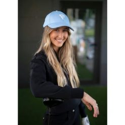 Czapka golfowa Merion – Regulowana, oddychająca, lekka, ochrona UV. Niebieskie czapki i kapelusze damskie FLAIRWAY GOLF, bez wzorów, sportowe. Za 106.00 zł.