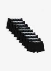 Bokserki o dopasowanym kroju z miękką bawełną (10 par). Czarne bokserki męskie bonprix, m, bez wzorów, z bawełny. Za 159.90 zł.