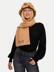 Guess Szal AW5178 POL03 Brązowy. Brązowe czapki i kapelusze damskie Guess, z aplikacjami, z materiału. Za 269.99 zł.