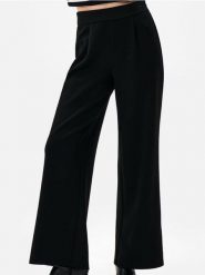 Spodnie wide leg z dzianiny scuba - czarny. Czarne spodnie materiałowe damskie Sinsay, l, bez wzorów, z dzianiny. Za 49.99 zł.