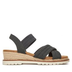 Espadryle Skechers. Szare sandały damskie Skechers, bez wzorów, bez obcasa, bez zapięcia. Za 179.99 zł.